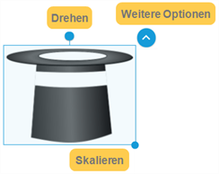 Drehen, Größe ändern und weitere Optionen für ein Objekt anzeigen.