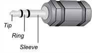 3.5 millimeter connector tip with the tip, ring, and sleeve