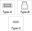 Type-A, Type-B, and Type-C connectors