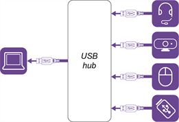 USB hub with connected accessories