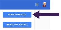 An arrow showing the Domain Install option.