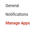 The Manage Apps option in Google Drive settings.