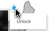 Select the Lock icon in the top-right corner of the object.