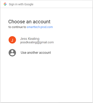 Image of Google's "Choose an account" dialog with previously used accounts listed alongside "use another account"