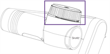 The camera orientation control on the top of the document camera lens