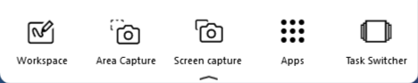 Drop down toolbar while in the launcher (workspace, area capture, screen capture, apps, task switcher)