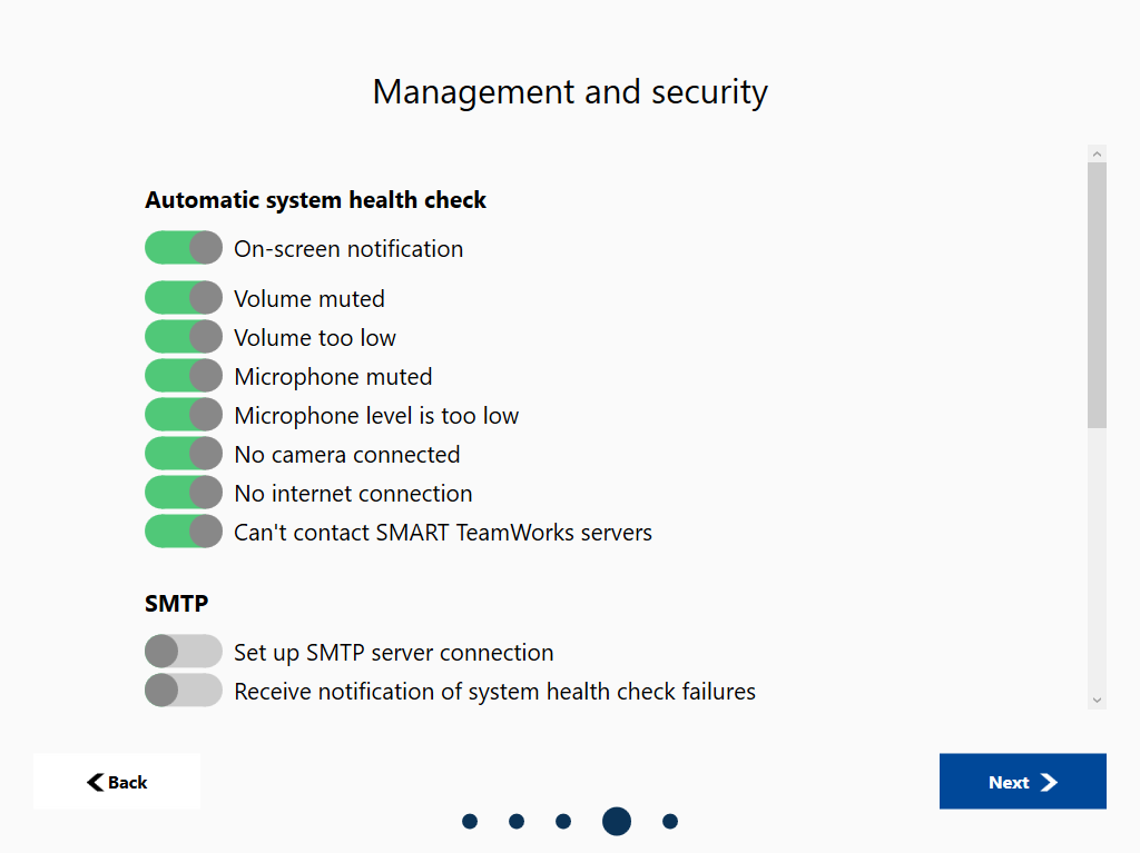 Opciones de administración y seguridad