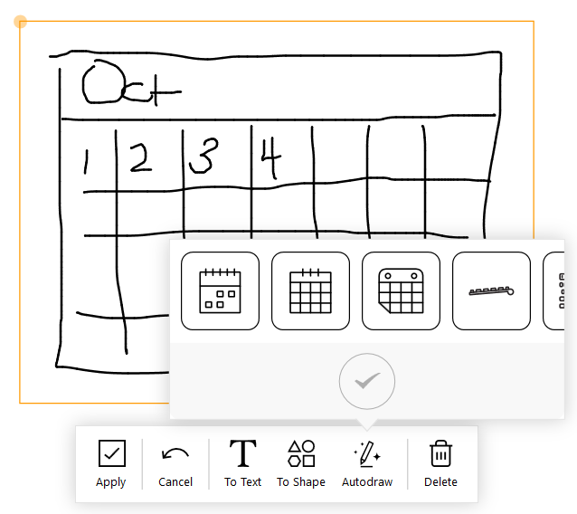 Calendar ink object selected