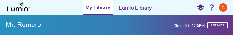 The banner area with class ID and class name.
