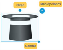 Girar, cambiar el tamaño y ver más opciones para un objeto.