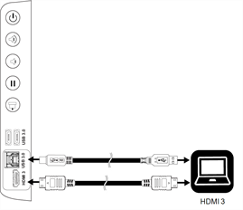 Posición de las conexiones en el panel de servicio que no cuenta con un conector USB Tipo-C