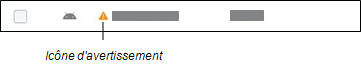 Icône d'avertissement à côté de l'ID de l'appareil