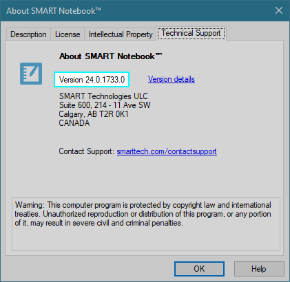 The version number is located on the Technical Support tab.