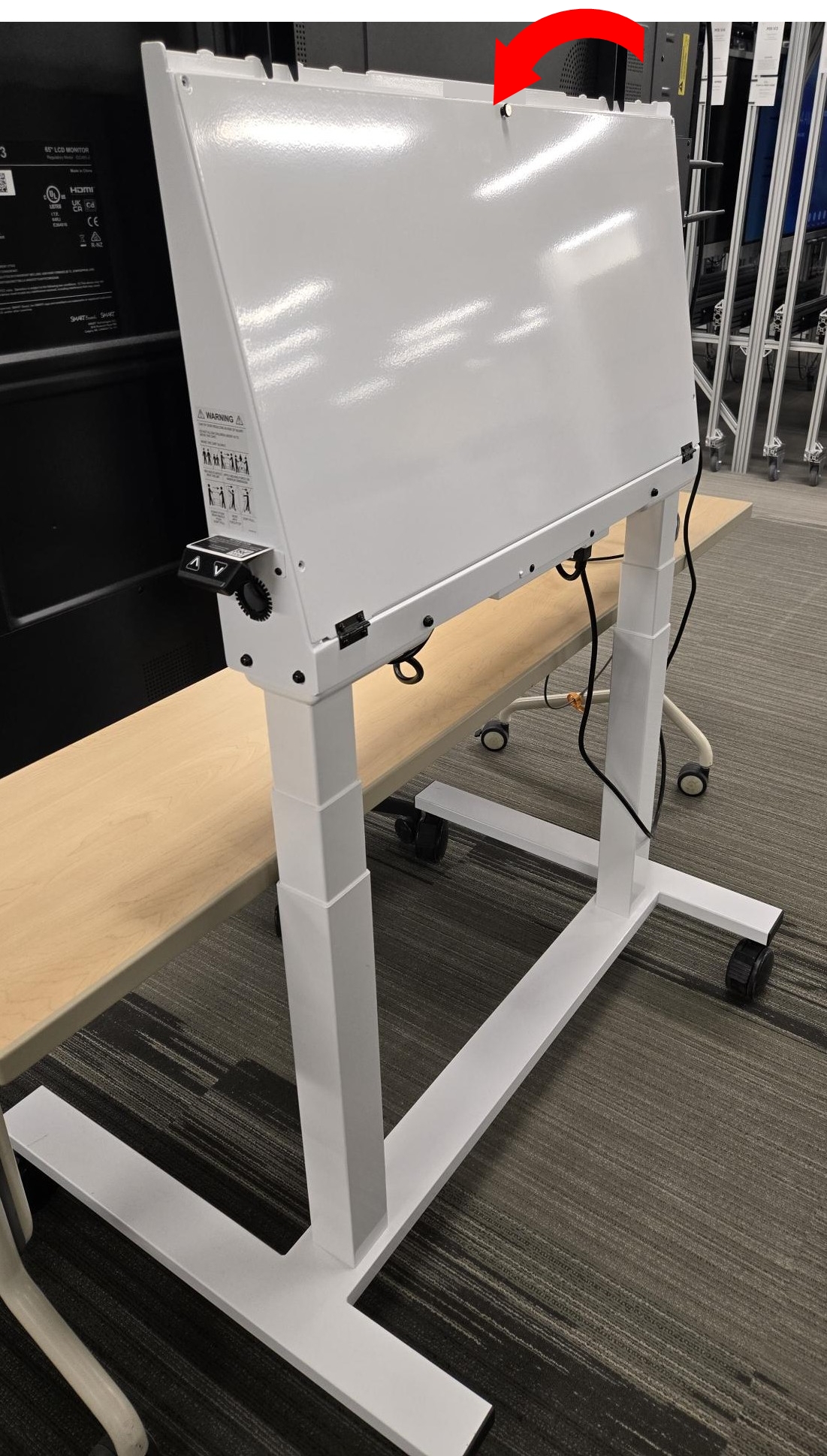 Postion of where the product label is located on the display