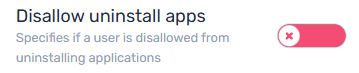 Disallow uninstall apps setting disabled