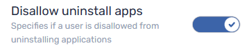 Disallow uninstall apps setting enabled