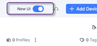 Image of the devices view with the New UI toggle circled.
