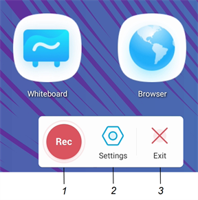 Labels identifying the Record widget's different interface elements